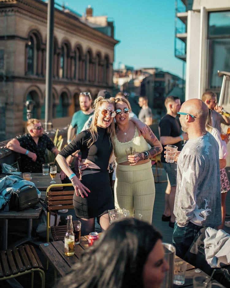 Guests enjoy the roof terrace at Bristol's Bambalan