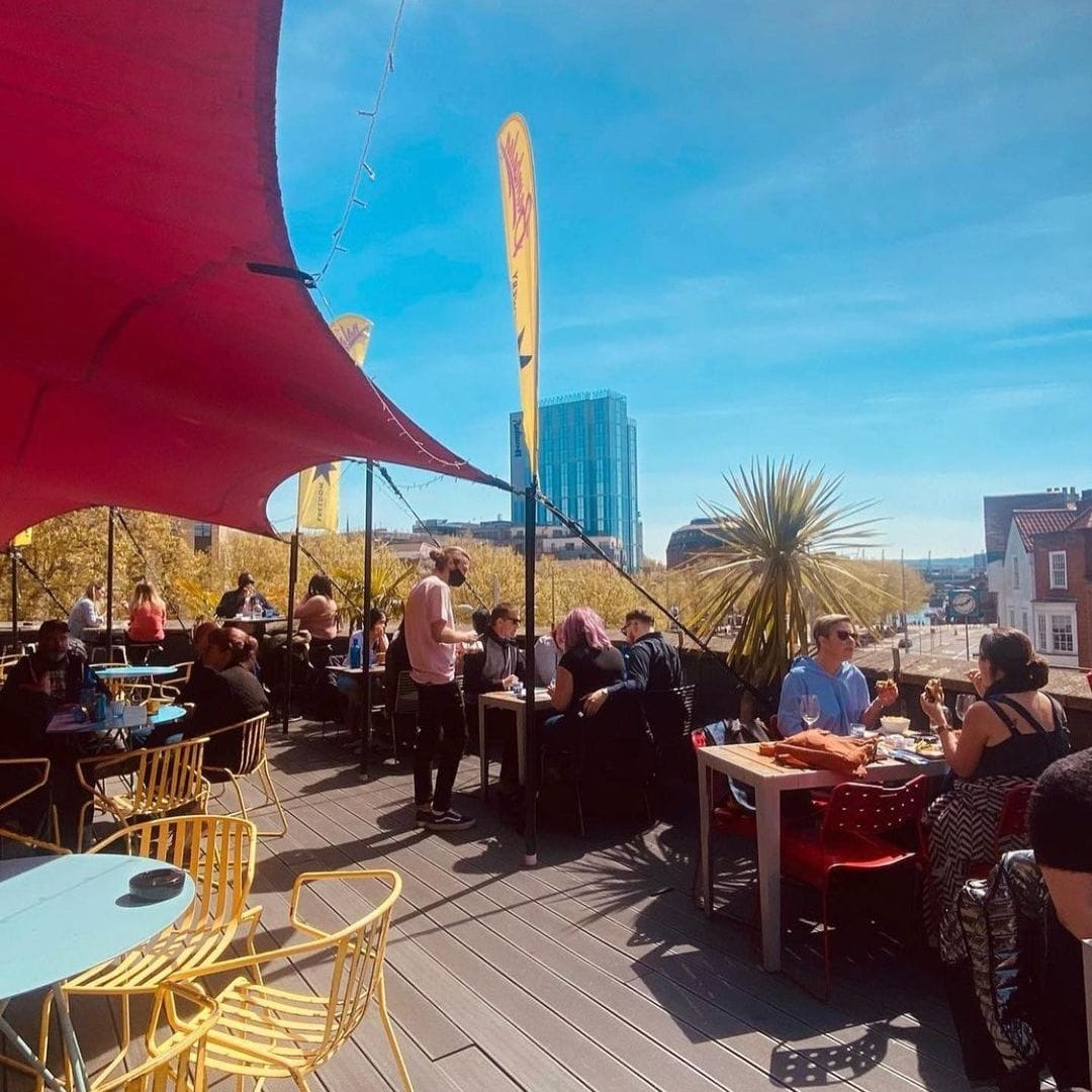 The sunny rooftop bar at Bambalan Bristol