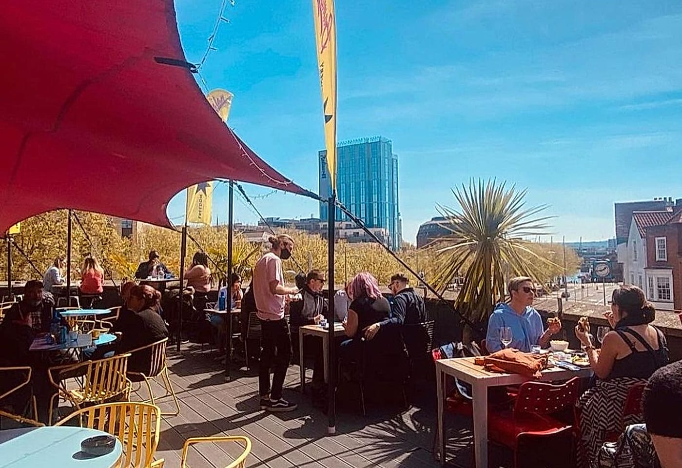 The sunny rooftop bar at Bambalan Bristol