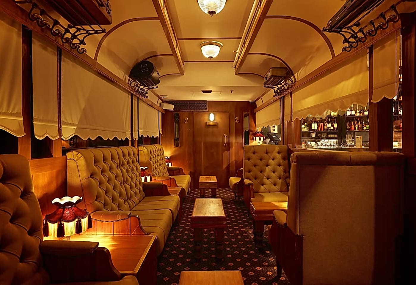 Interior photogaph of Mr Foggs Society of Exploration, a cocktail bar in Covent Garden