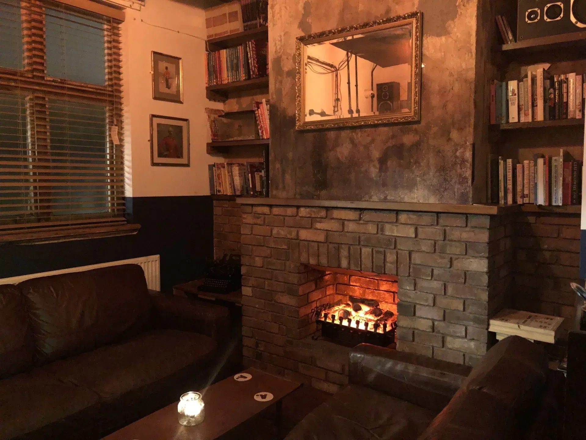 A roaring fire at The Ruin, Digbeth bars photo.