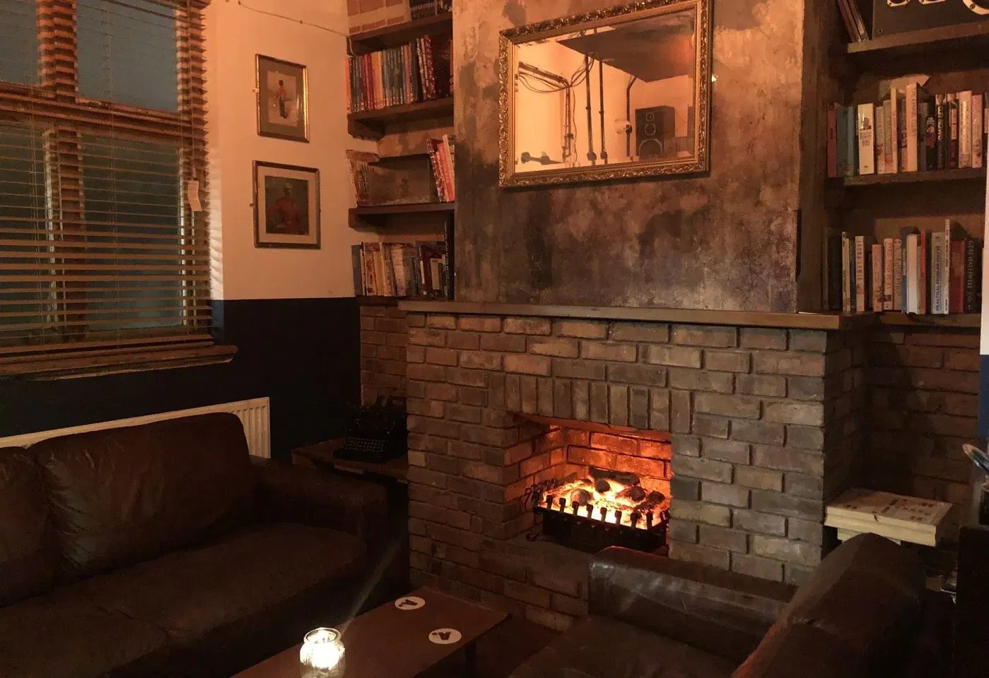 A roaring fire at The Ruin, Digbeth bars photo.