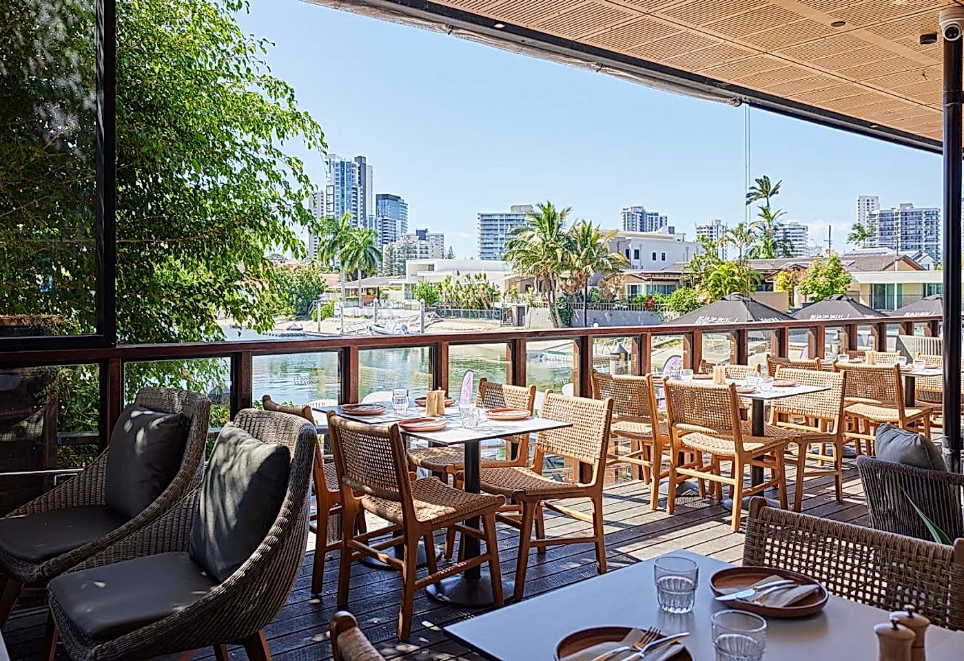 Isla Cantina Surfers Paradise | View of Outdoor Seating and Skyline | Venue Hire Gold Coast | 3