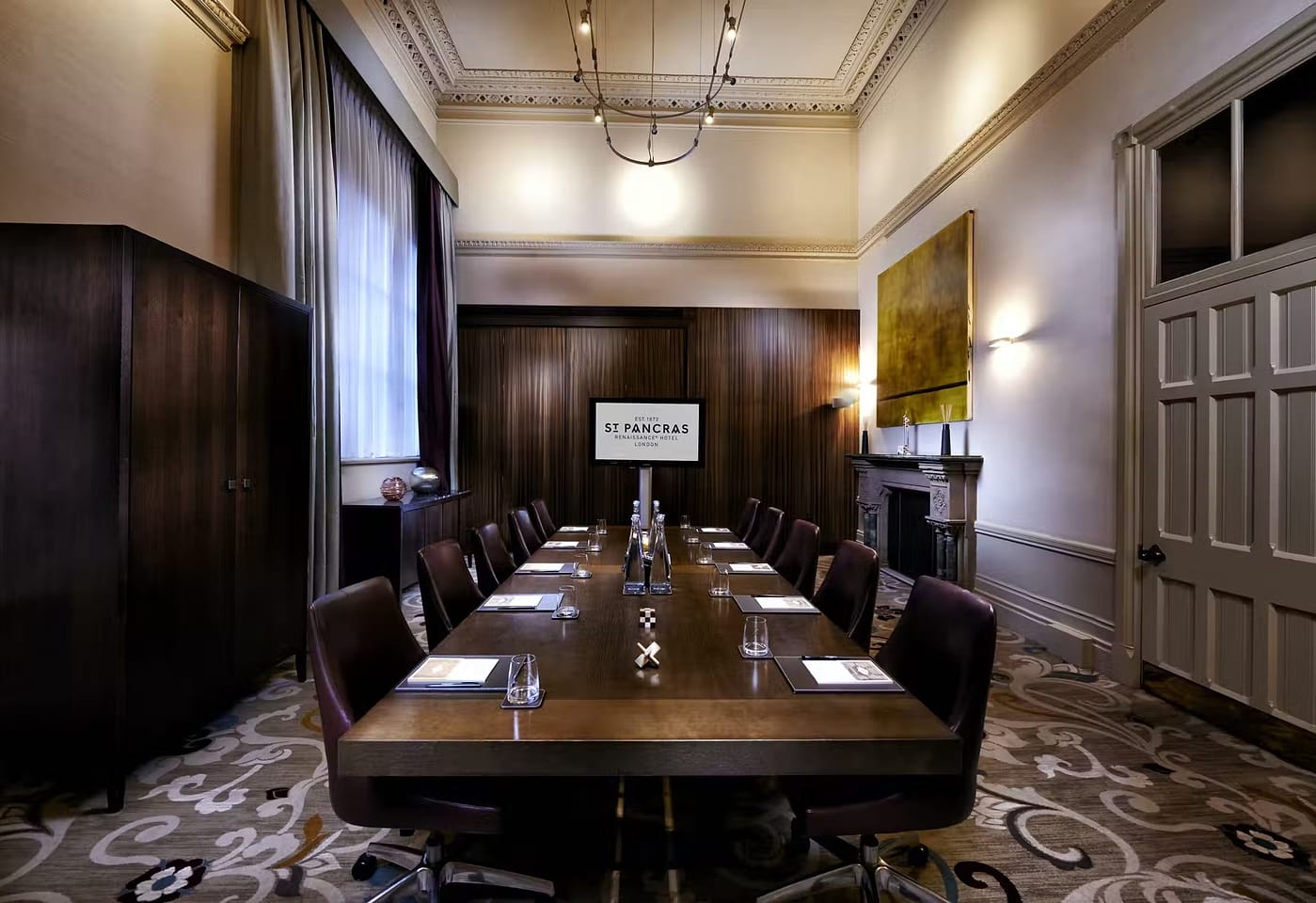A boardroom style meeting room in London's Kings Cross neighbourhood