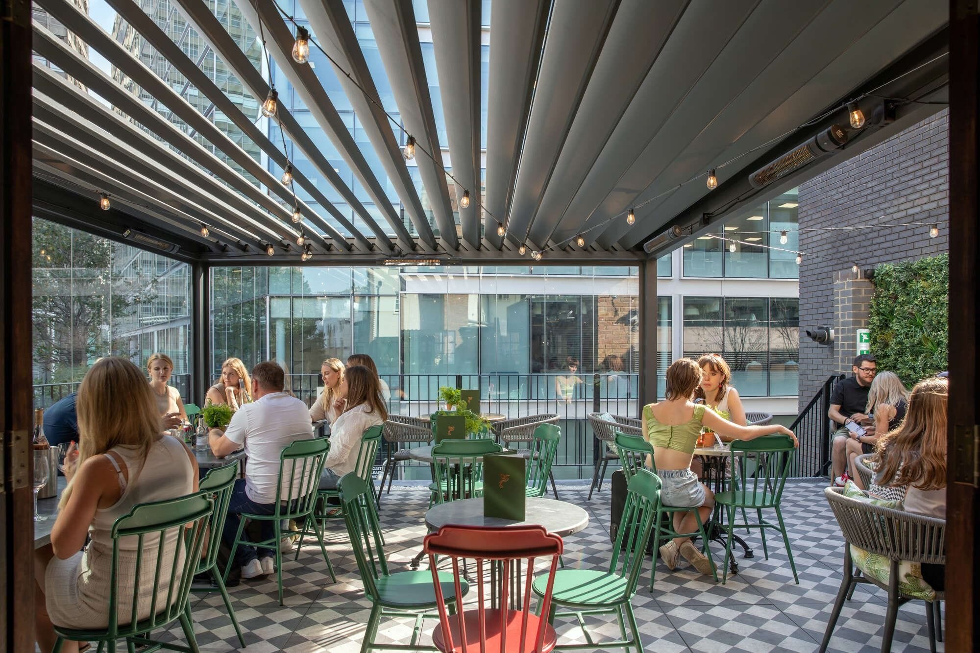 Covered roof terrace at Victoria pub The Phoenix