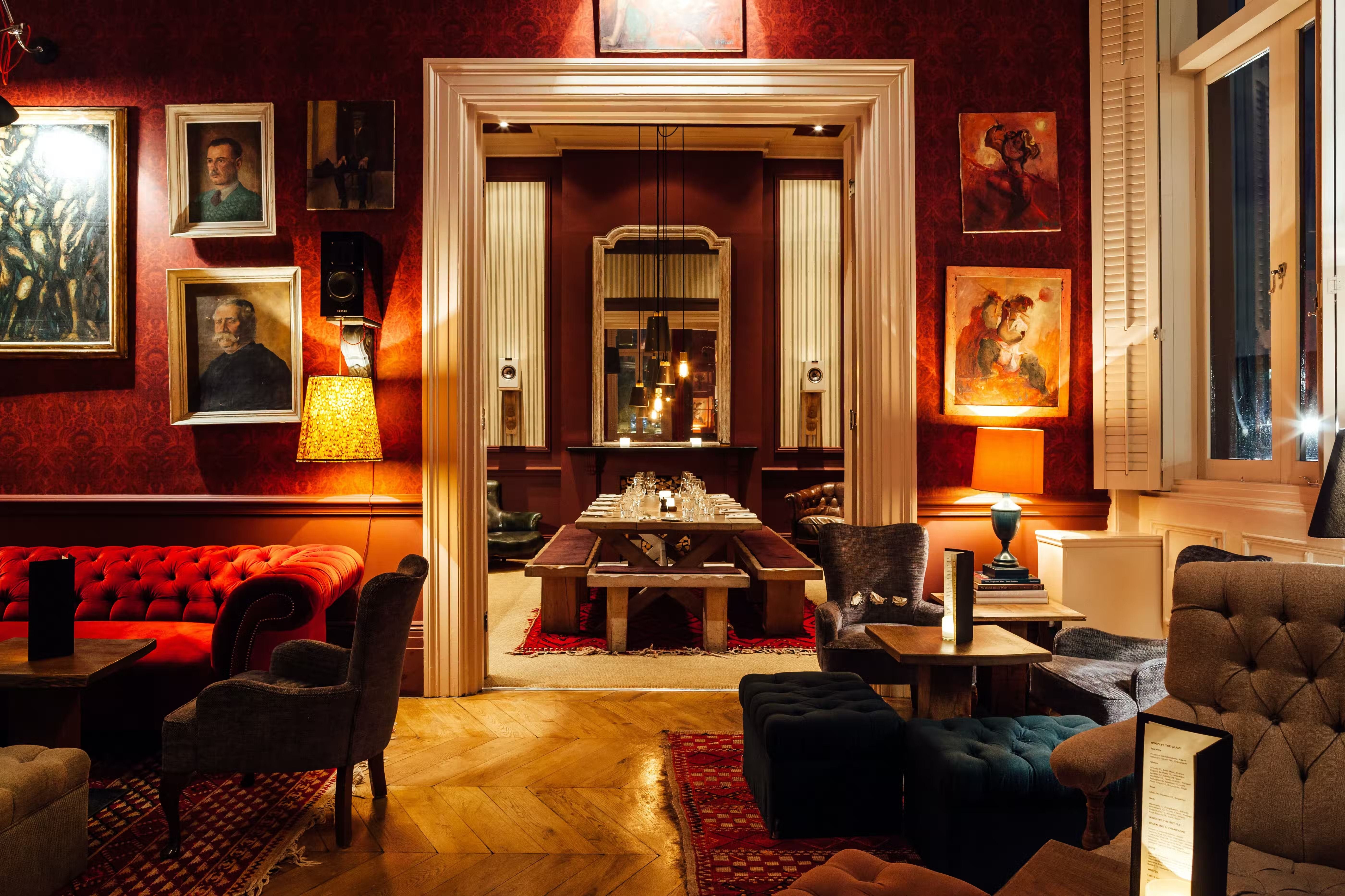 Entrance to the private dining room at the Oak restaurant in London.