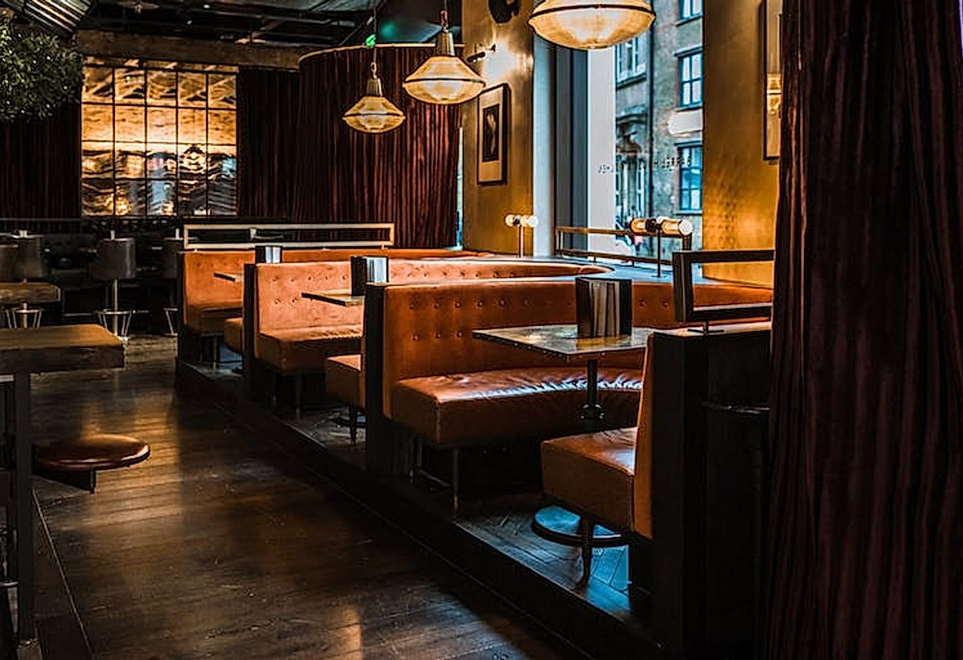 Booths inside The Gun pub near Liverpool Street in London