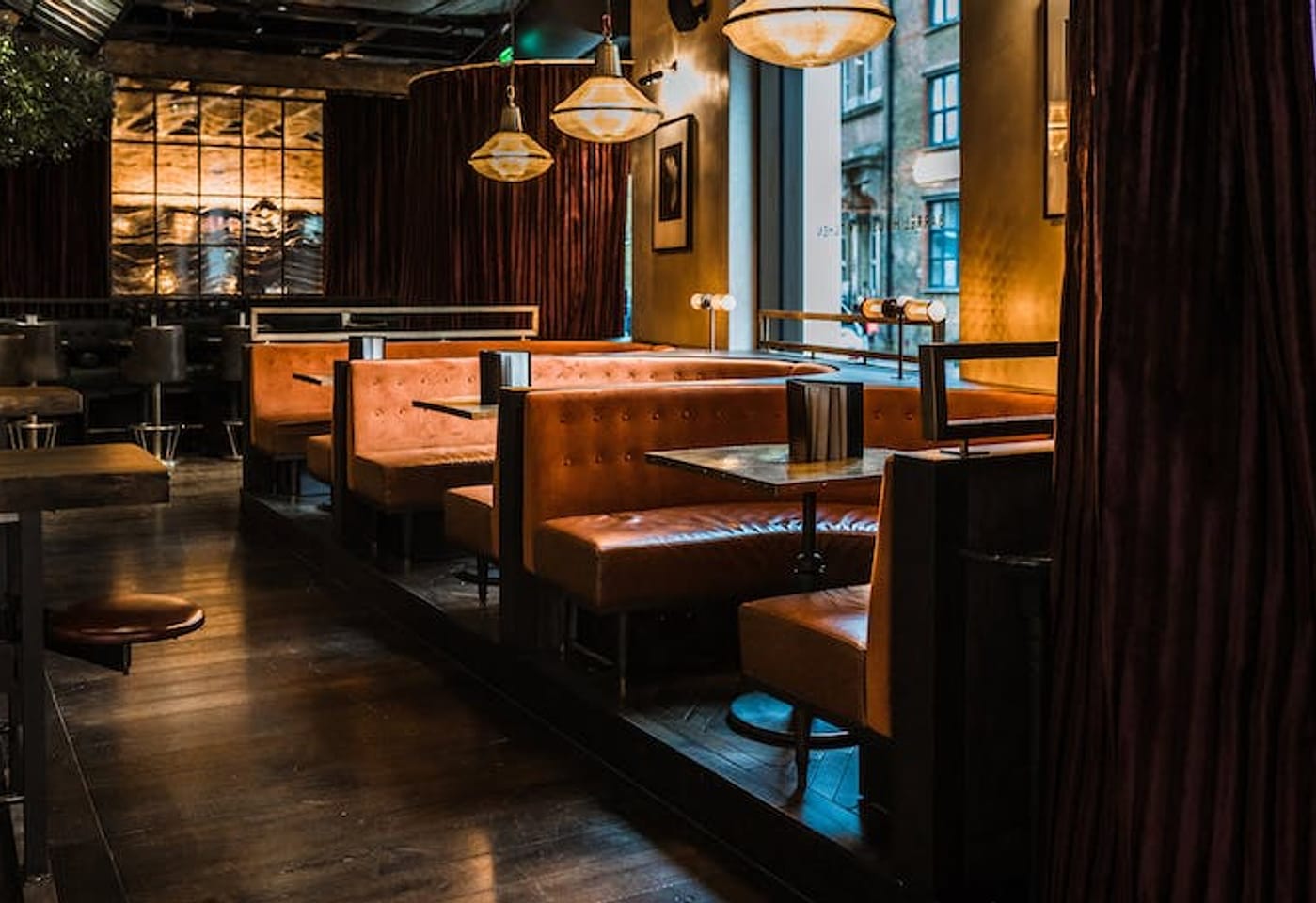 Booths inside The Gun pub near Liverpool Street in London