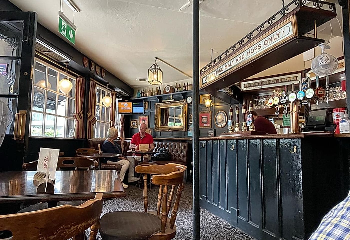 Interior photograph of a small London pub near Victoria Station