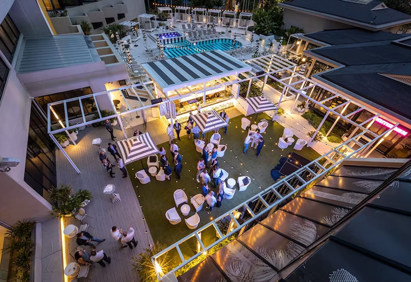 QT Gold Coast The Green | Birdseye View of Pool Area | Venue Hire Gold Coast | 1