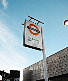 The Shoreditch High Street bus stop sign