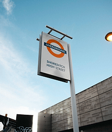 The Shoreditch High Street bus stop sign