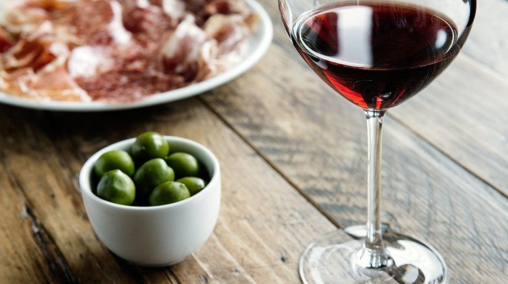 Olives, bar snacks and wine at St Pauls bar, Vinoteca City