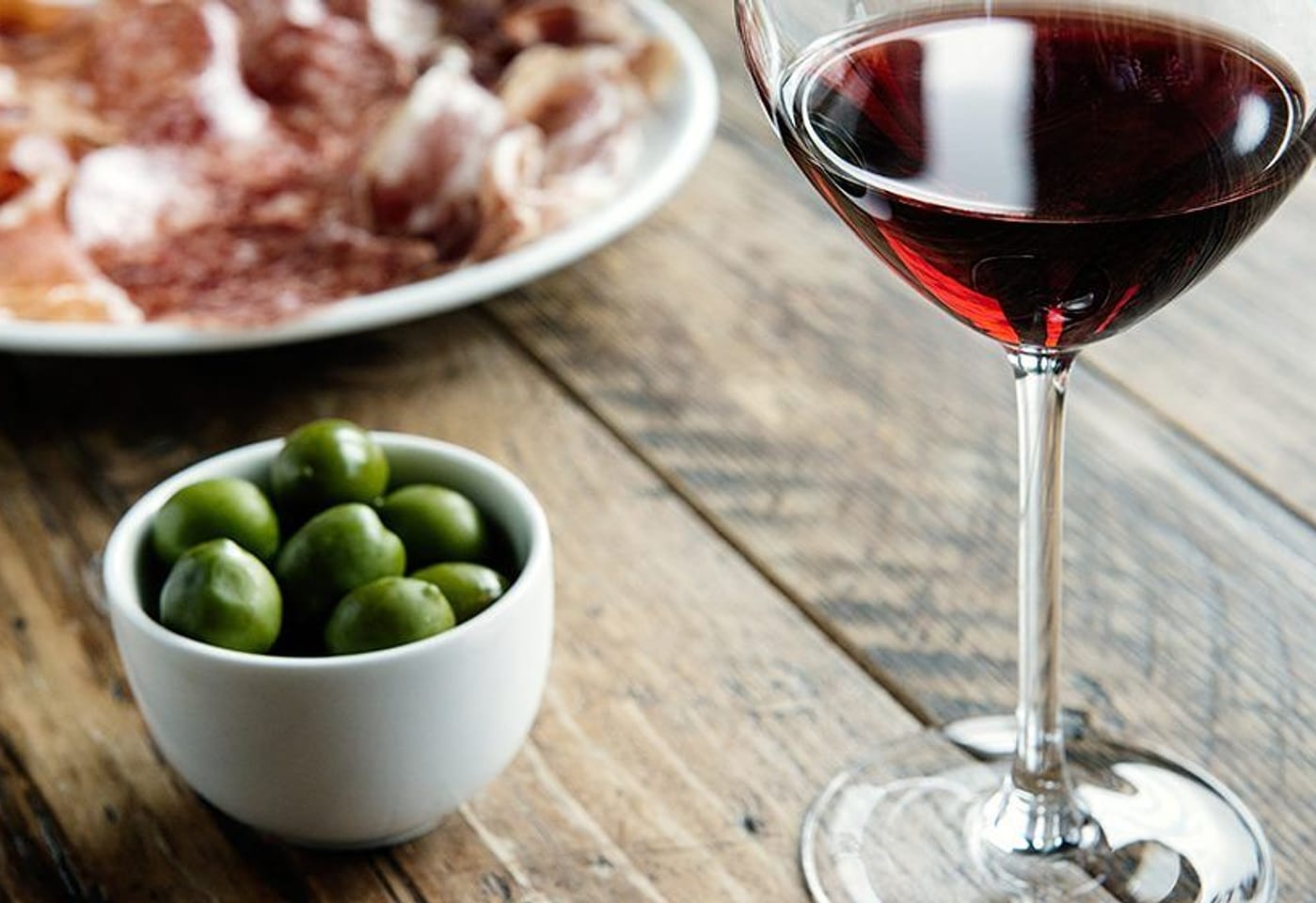 Olives, bar snacks and wine at St Pauls bar, Vinoteca City