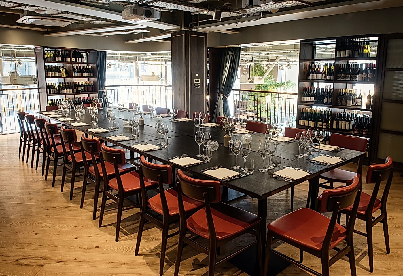 The mezzanine at Vinoteca City, a wine bar in St Paul's, London