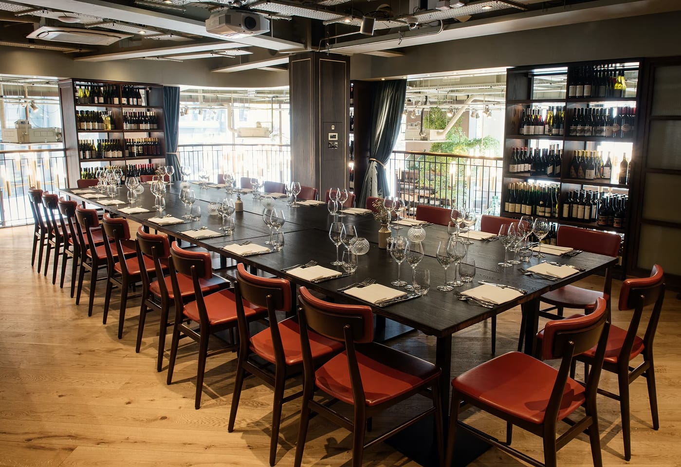 The mezzanine at Vinoteca City, a wine bar in St Paul's, London