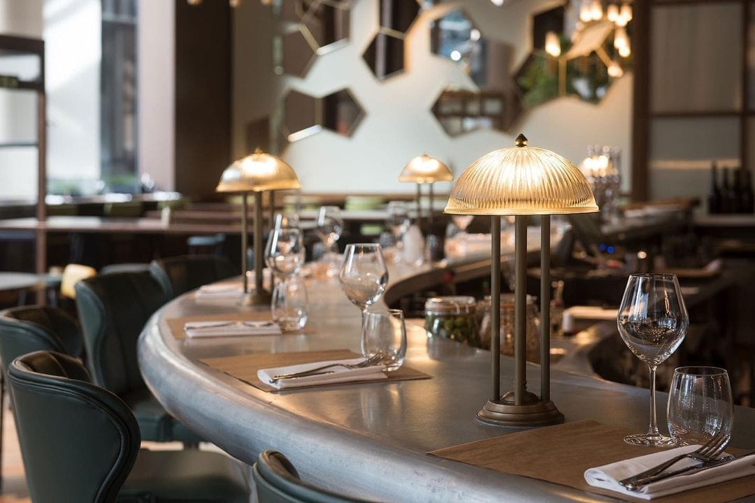 The bar counter at Vinoteca City in St Pauls area of London