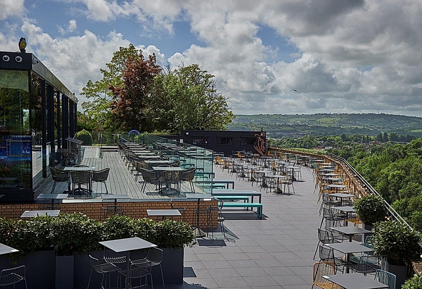 A view of the roof terrace at Hotel du Vin's White Lion in Bristol
