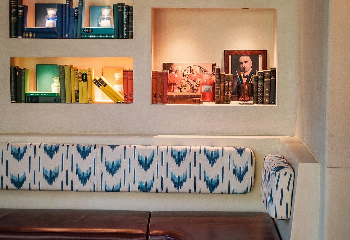 rainbow-themed shelves in London Bridge bar Bar Daskal