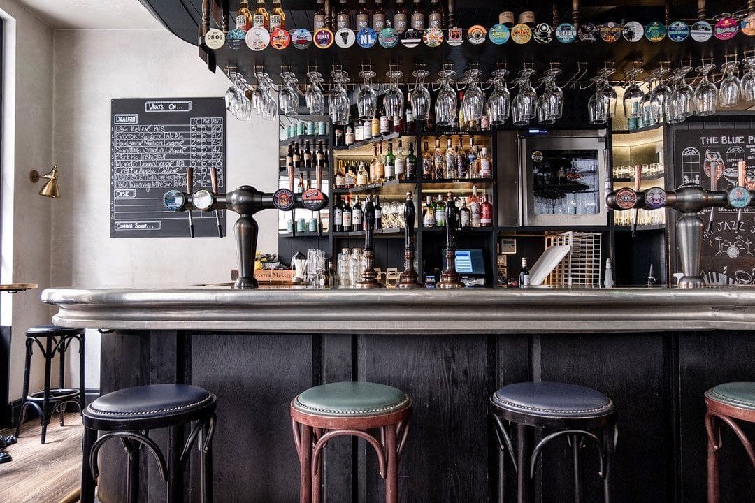interior of the blue posts leicester square london bar