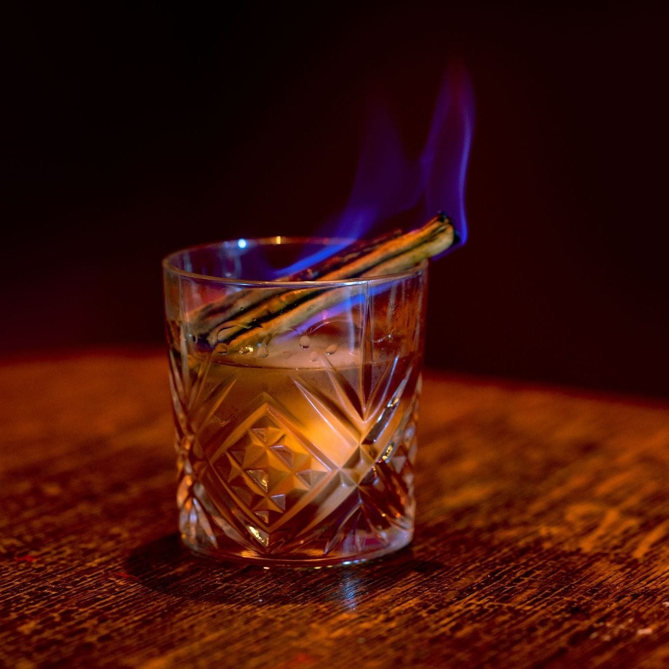 flaming cocktail at the London Bridge bar the Britannia Smokd