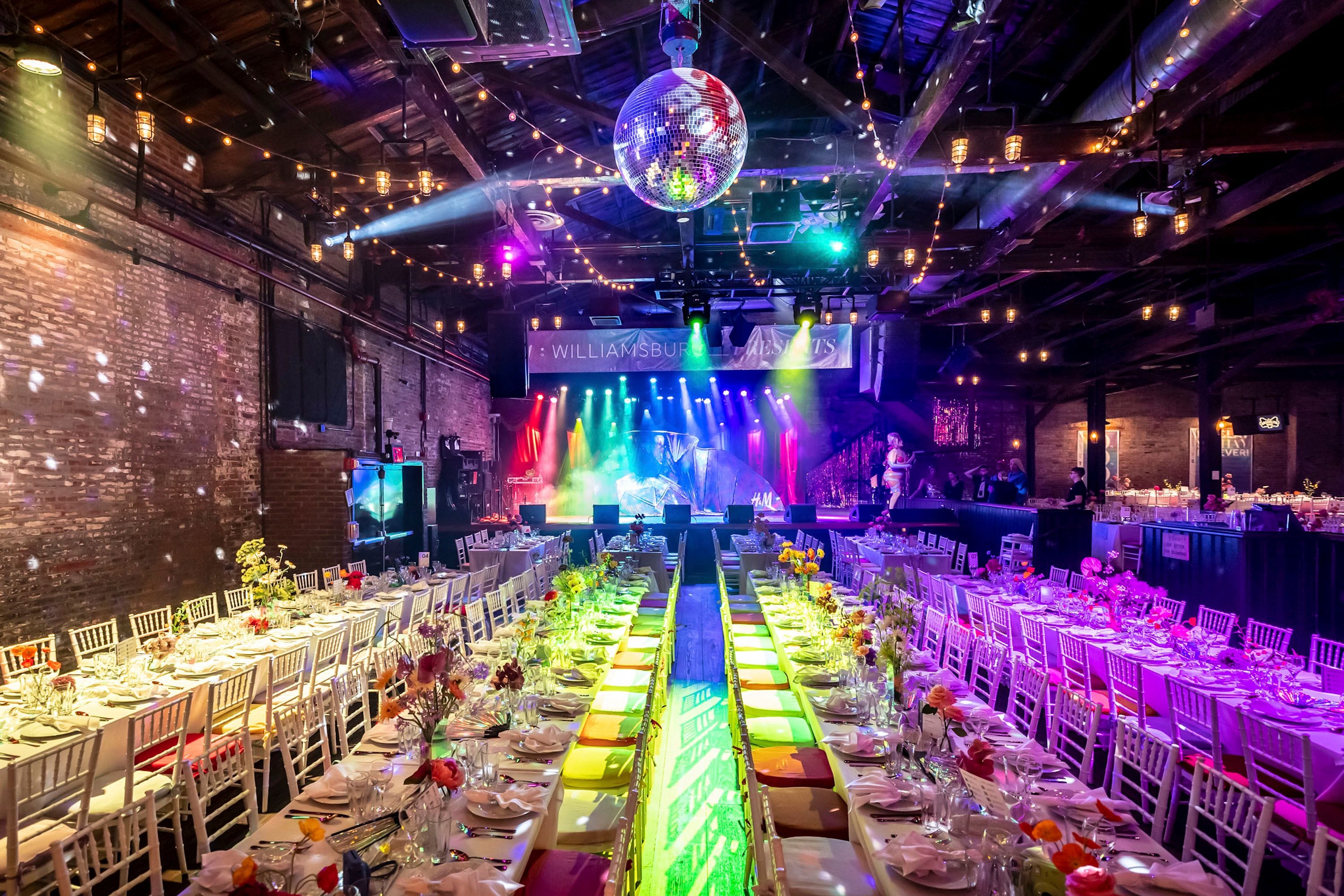 An event space at Brooklyn Bowl, a unique party venue in NYC.