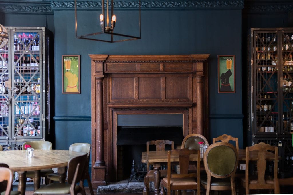 fireplace inside the London Bridge bar Bunch of Grapes pub