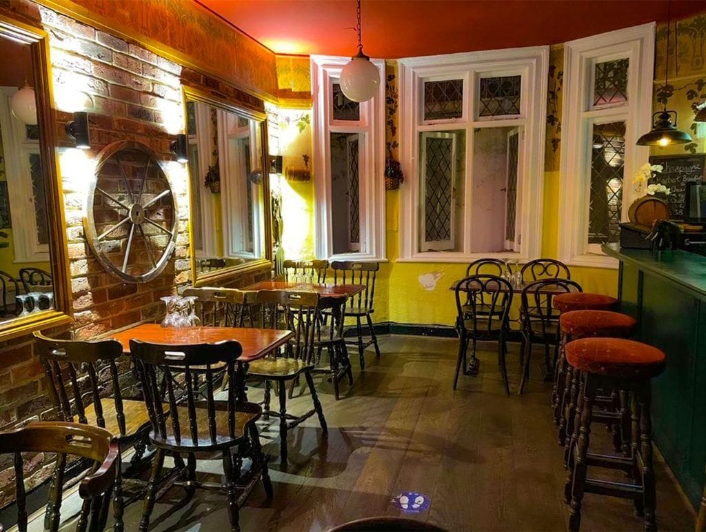 interior of cave kitchen and wine bar earls court london bar