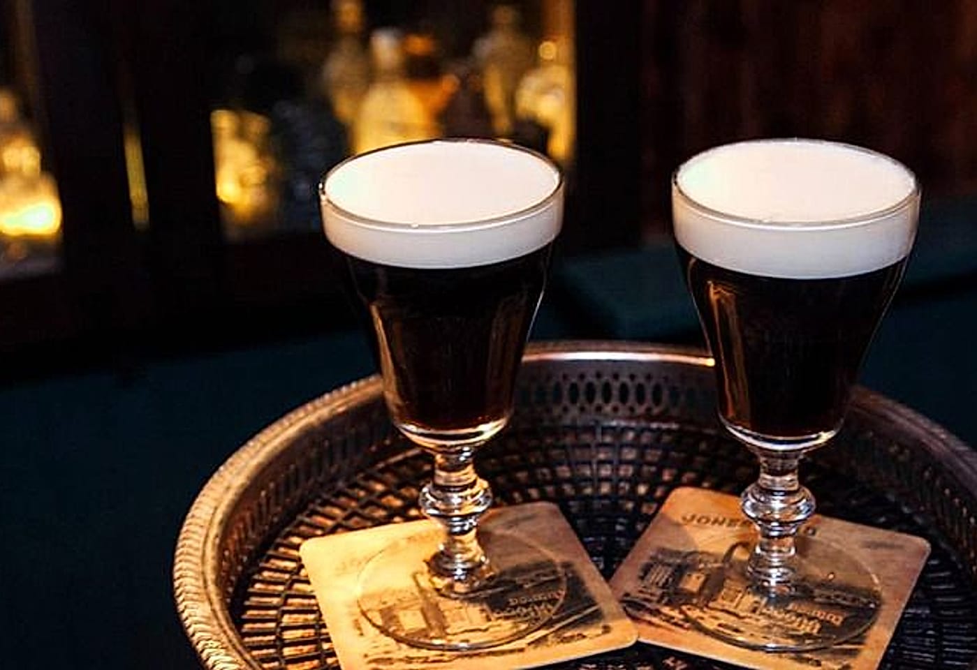 Two Irish beers at The Dead Rabbit NYC, a bar for celebrating 21st birthdays in New York.