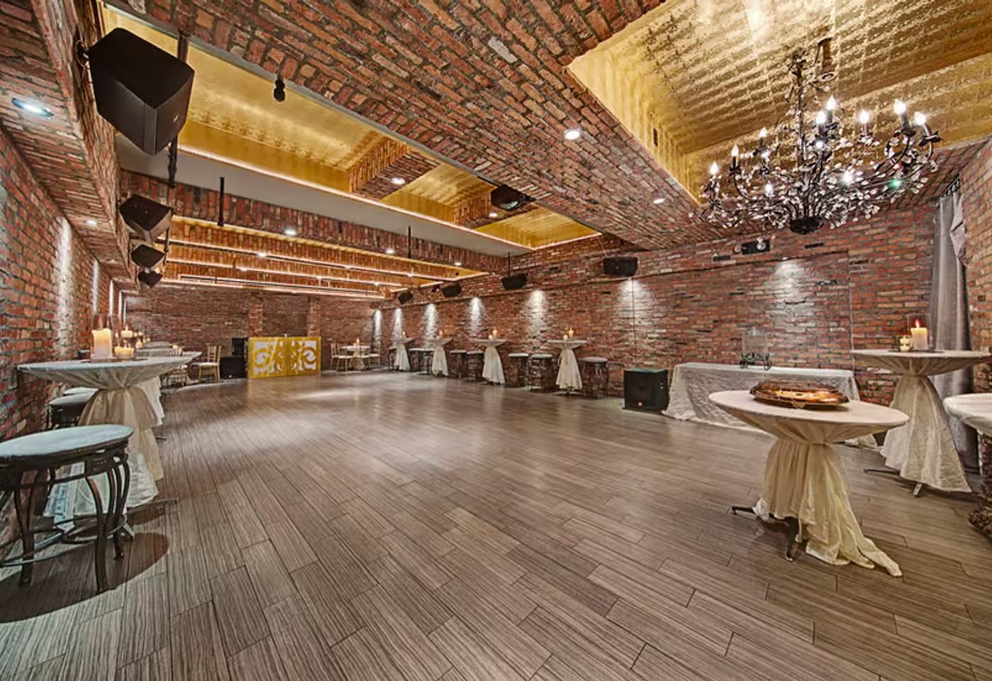 The cellar & dance floor at Deity Events, a bar/bat mitzvah venue in NYC.