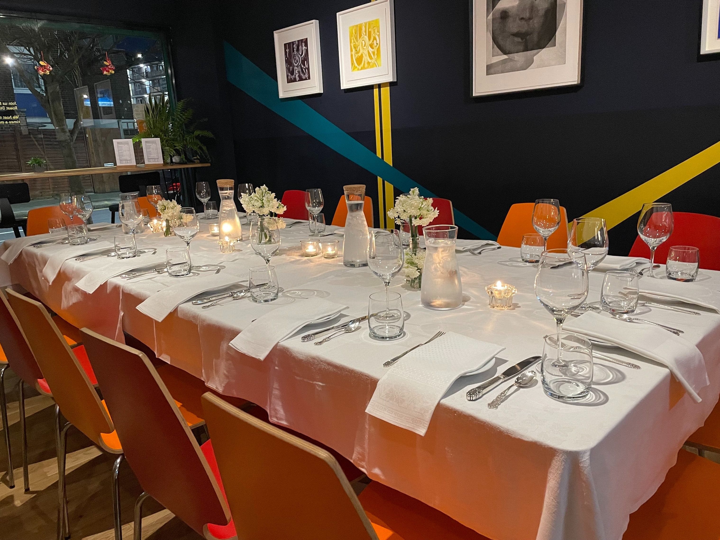 interior of vegan fine dining at e3 vegan cool east end venue in london