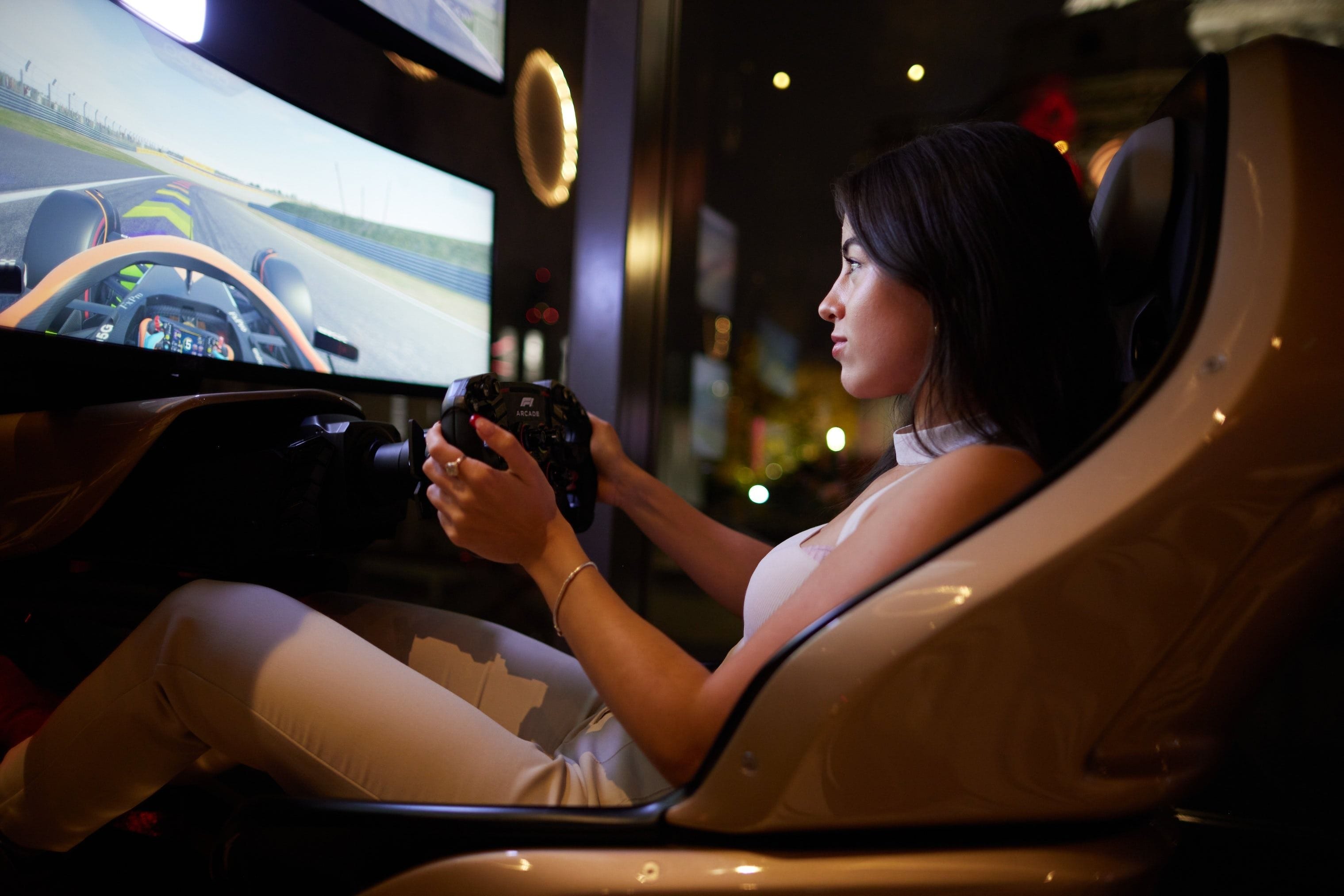 f1 racing simulator at f1 arcade city of london team-building activity venue