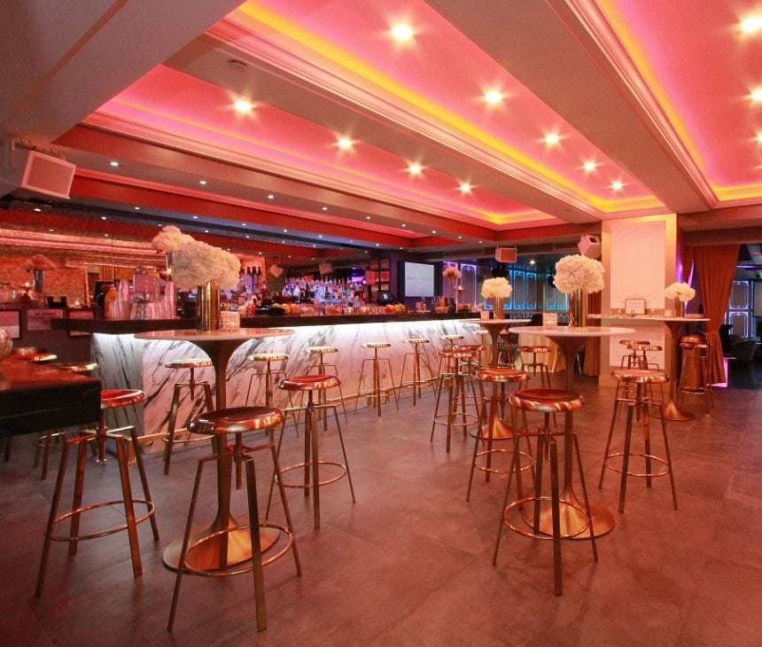 A bar at Fifty Four NYC, a bar/bat mitzvah venue. 