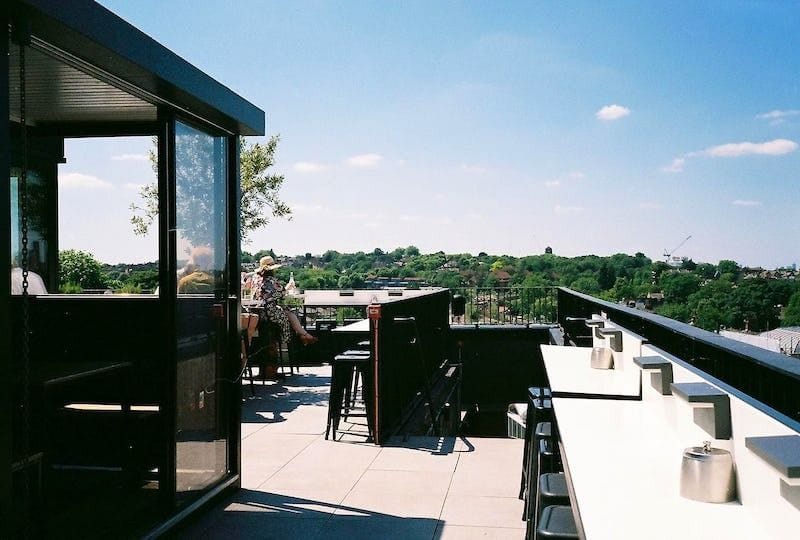 terrace rooftop at forza wine peckham bar london