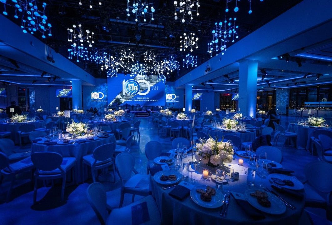 A private events space at The Glasshouse, a graduation party venue in NYC.