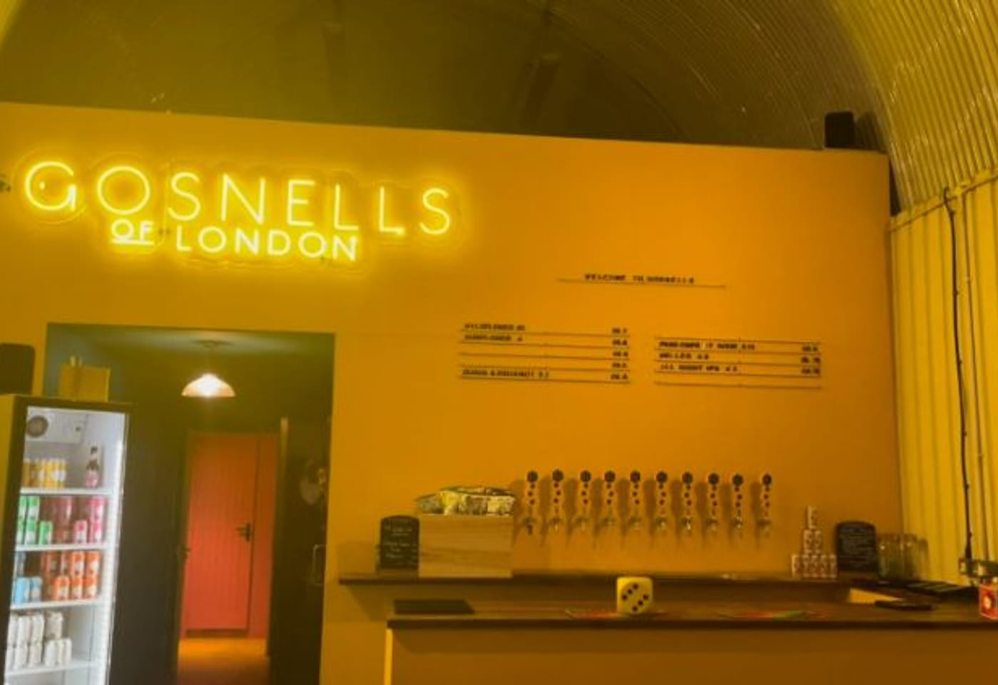 neon sign inside gosnells meadery and taproom in bermondsey london