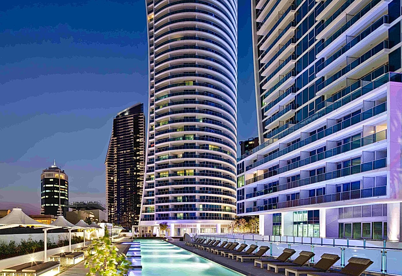 Hilton Surfers Paradise Hotel & Residences | View of Pool at Nighttime | Venue Hire Gold Coast | 3