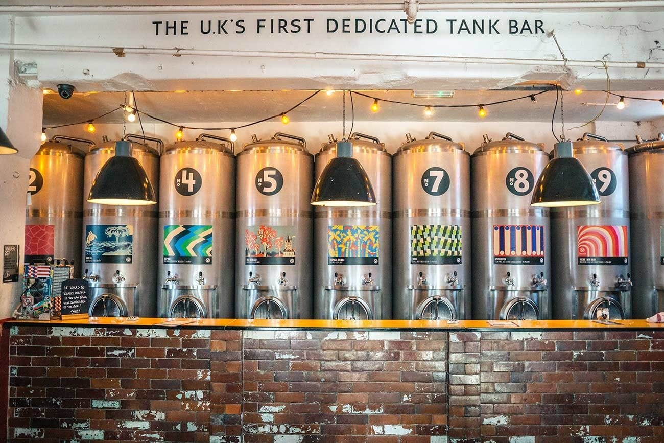 interior of howling hops brewery in hackney wick london