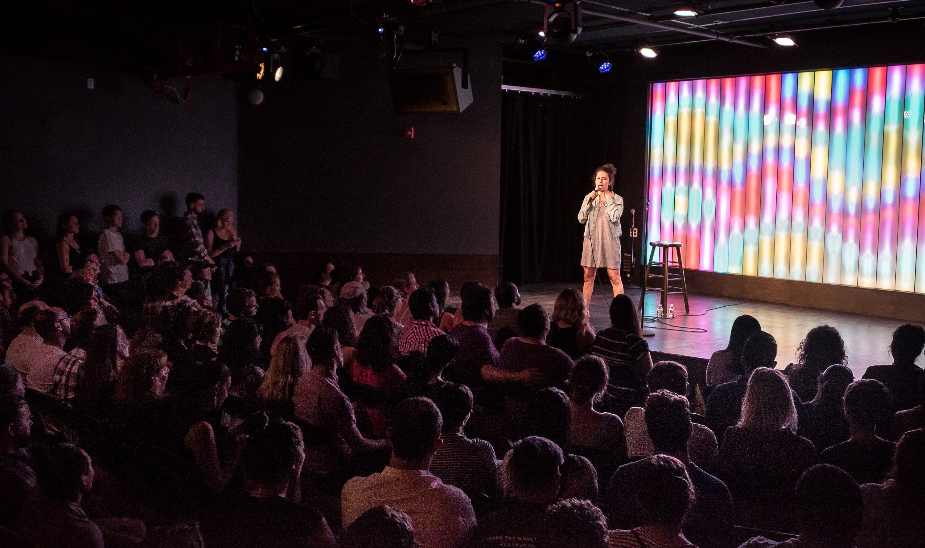 People enjoying a show at Littlefield, a comedy club in NYC. 