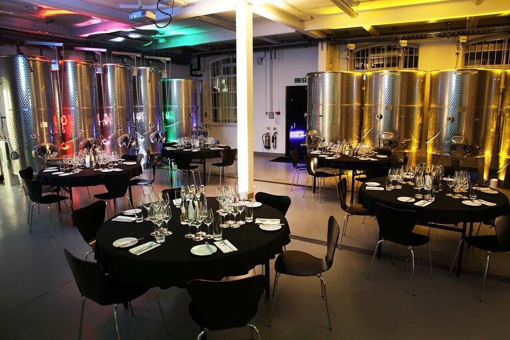 interior of london cru winery earls court london event space