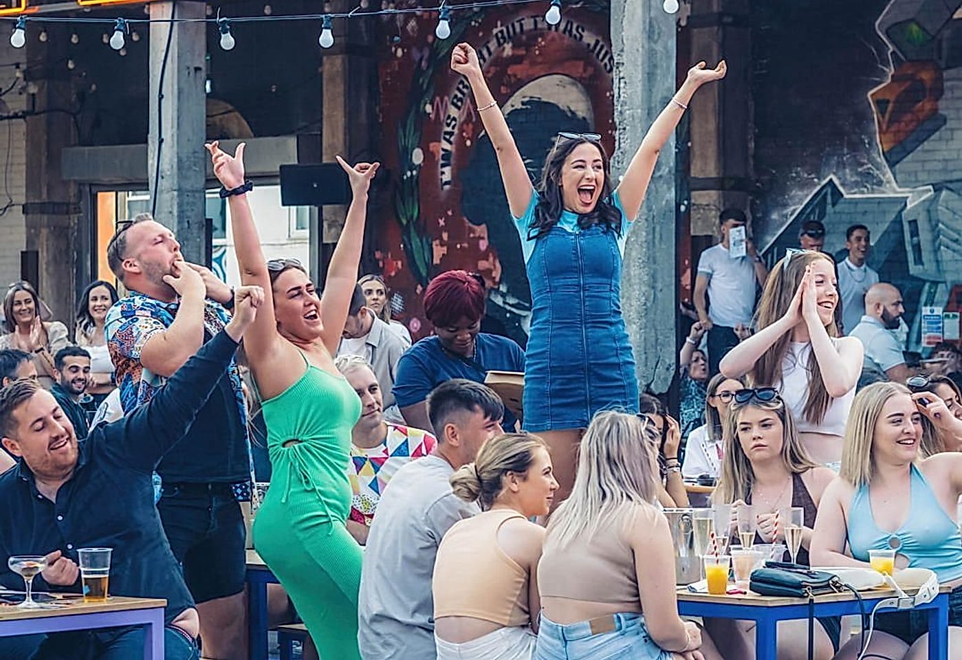 Guests celebrating during an event at Luna Springs, a bar in Digbeth