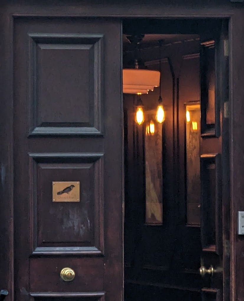 door detail at nightjar shoreditch in old street in london