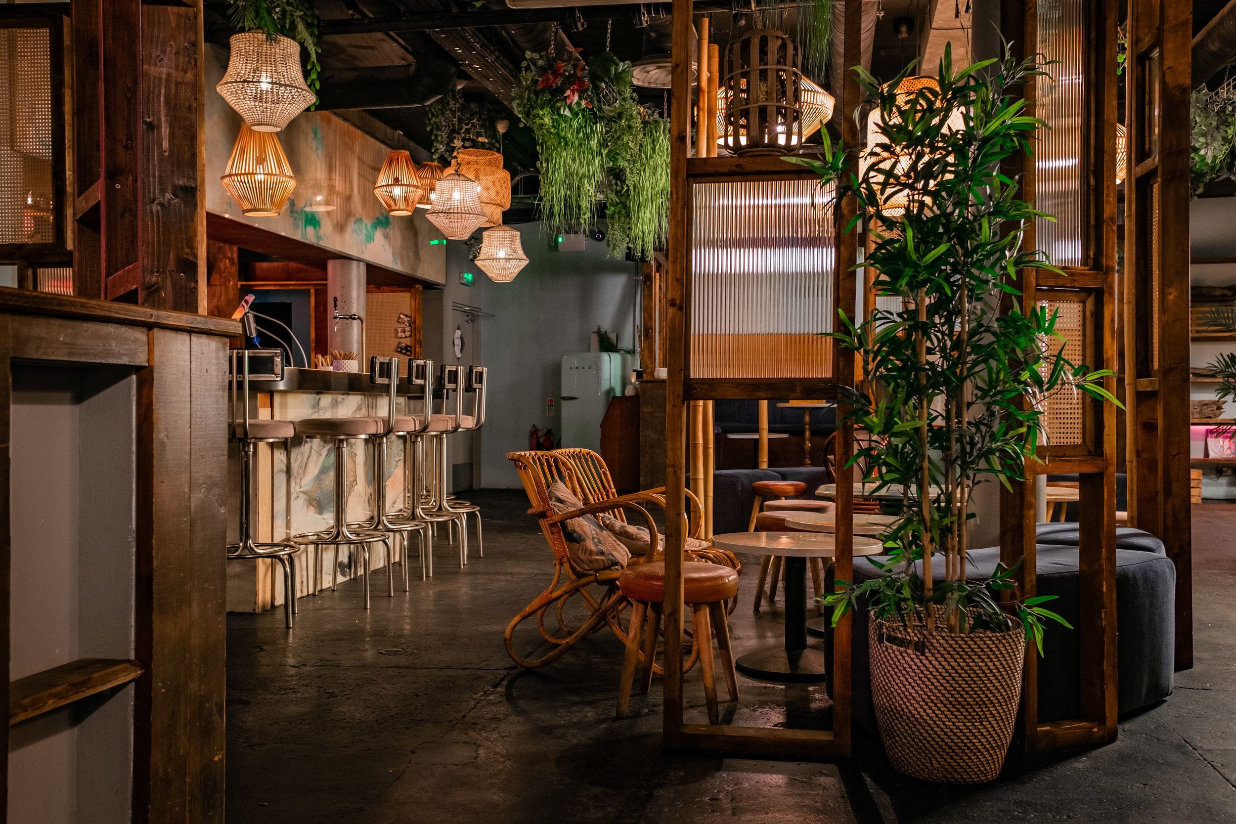 interior of nine lives cocktail bar in bermondsey london