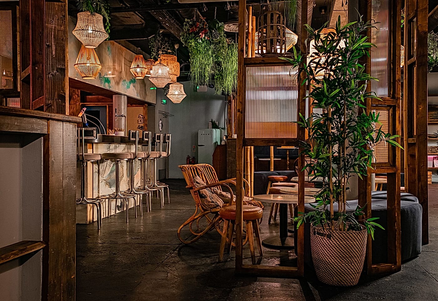 interior of nine lives cocktail bar in bermondsey london