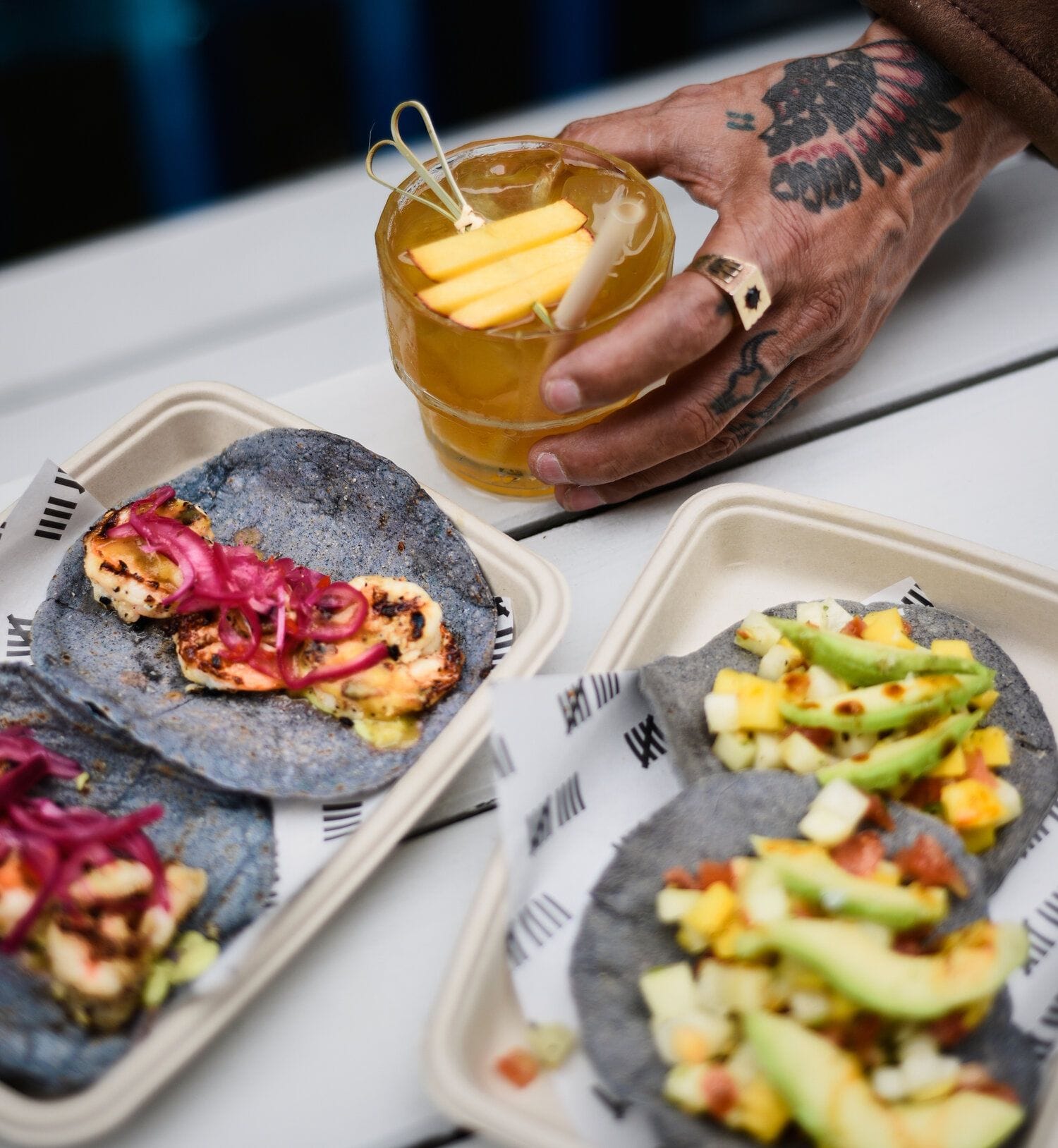 street tacos and a cocktail at nine lives cocktail bar in bermondsey london