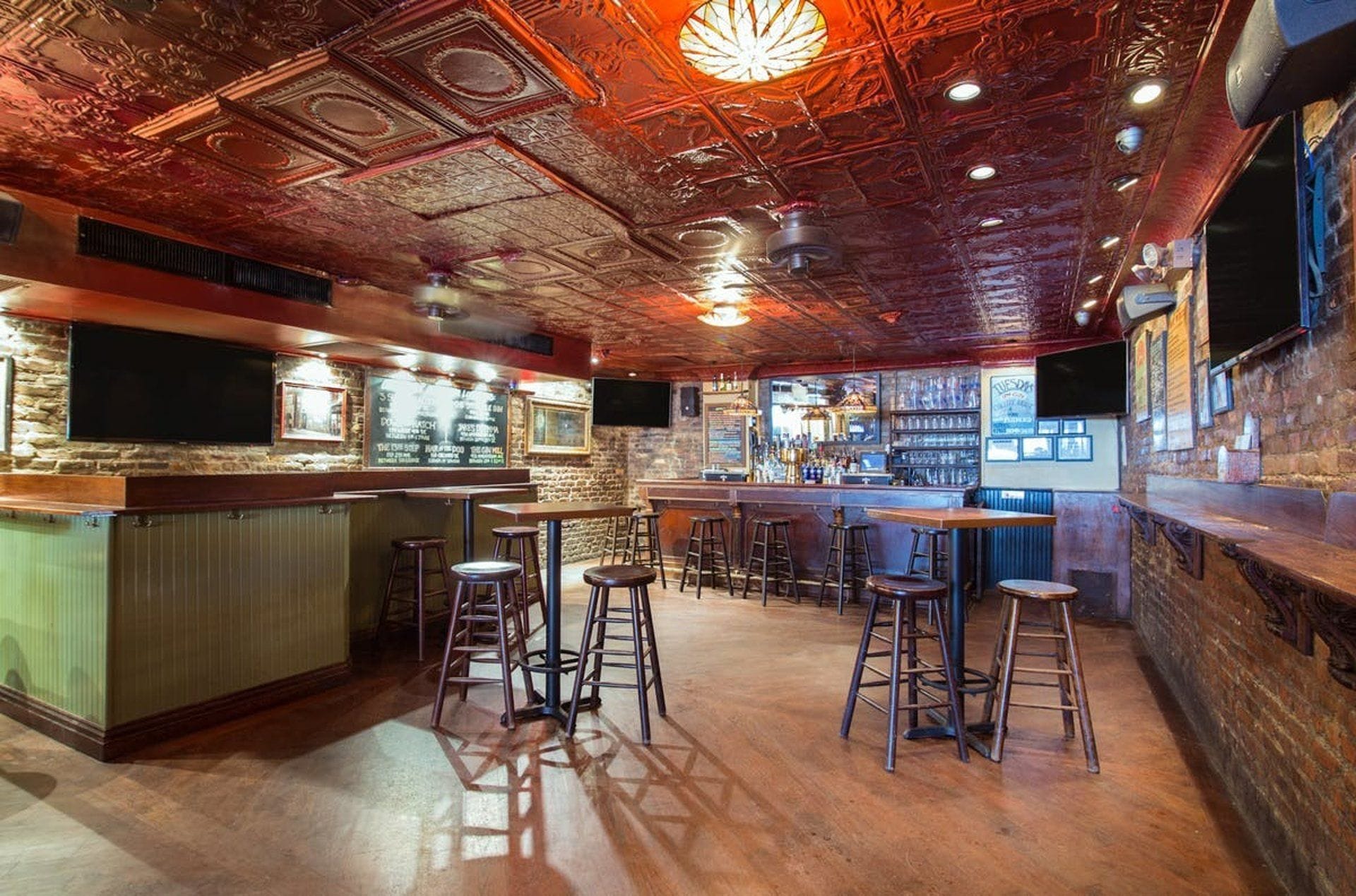 The balcony event space at Off the Wagon, one of the best bars in Manhattan, NYC.