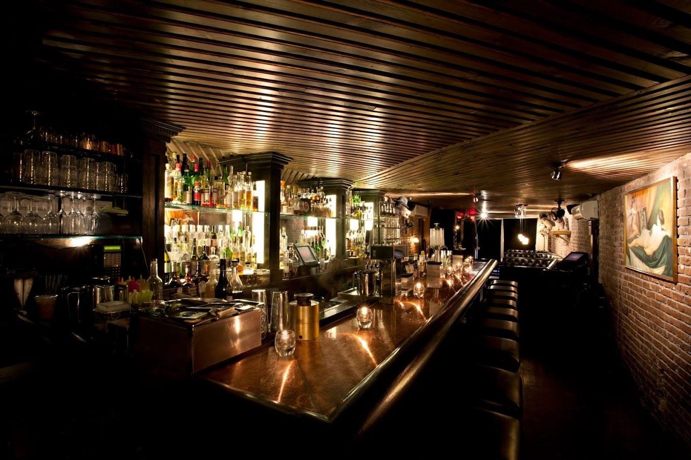 The interior of Please Don't Tell, one of the best bars in Manhattan, NYC.