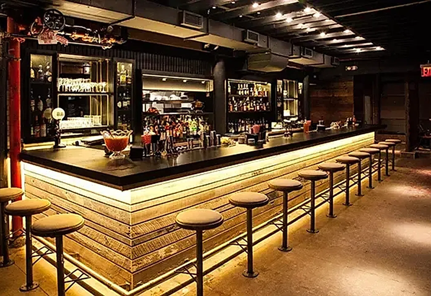 The counter at Porchlight, a bar for celebrating 21st birthdays in New York.