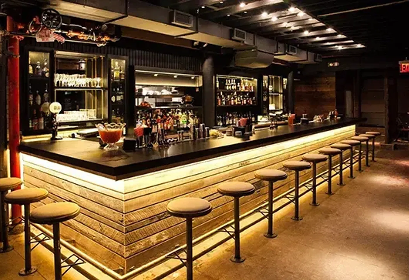 The counter at Porchlight, a bar for celebrating 21st birthdays in New York.