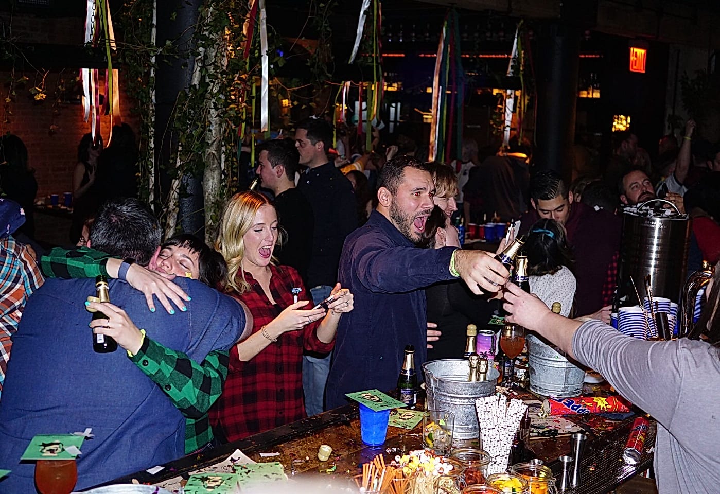 People partying at Porchlight, a bar for celebrating 21st birthdays in New York.